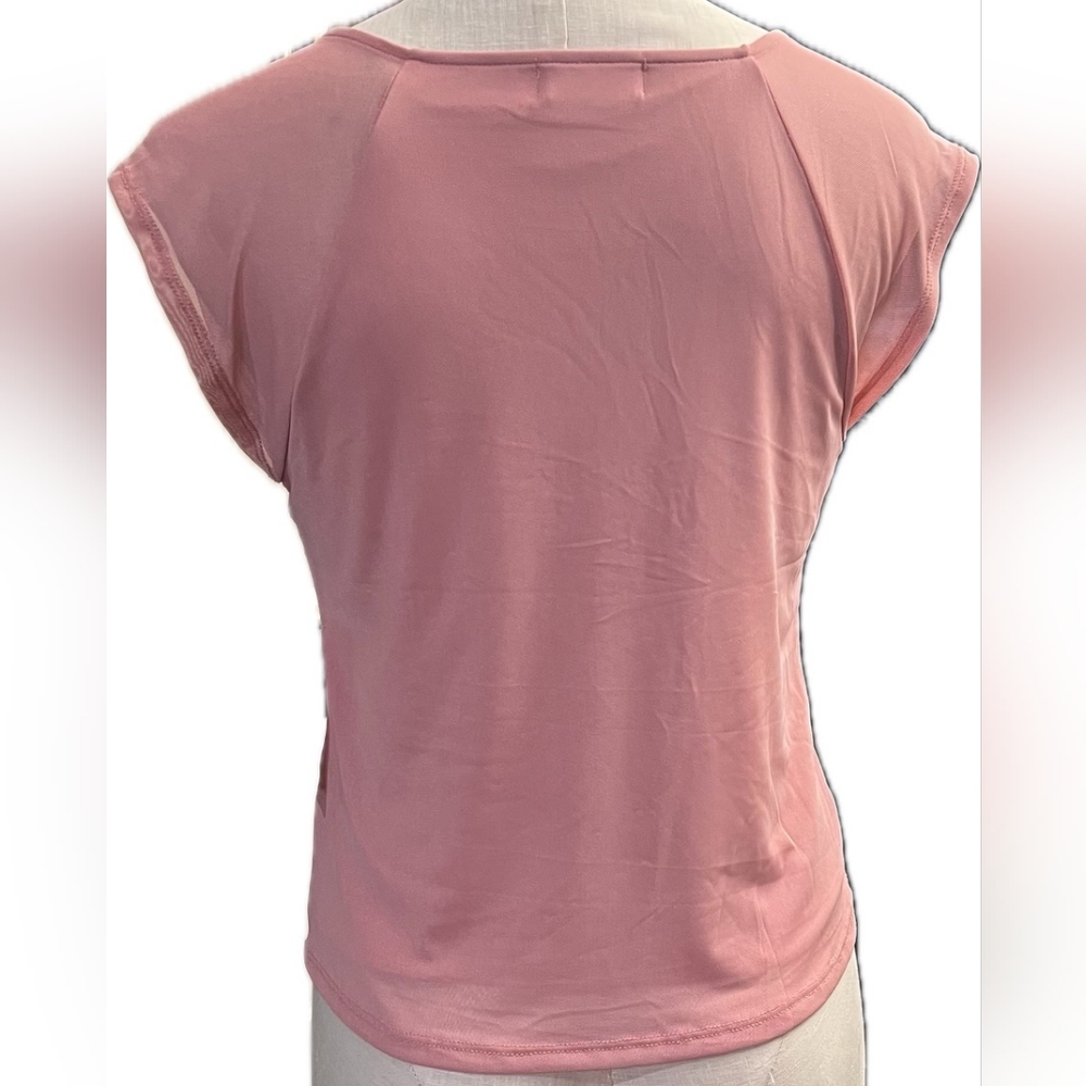 Frankie & Skylar Pink  Top with Black Accent Bow - Picture 2 of 4